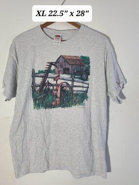 Vintage 90s Springhill Farm/Cat Graphic Gray XL T-Shirt